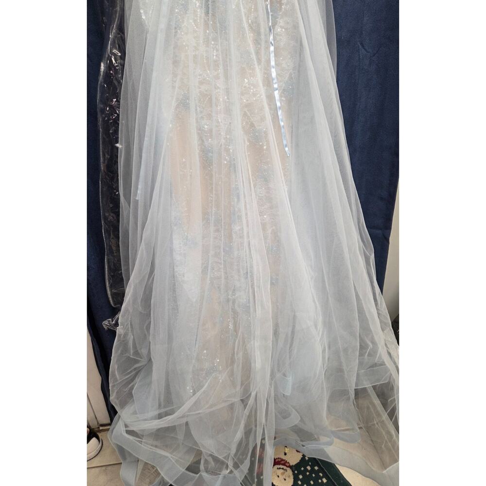 XO By Sophia Exclusive Light Sky Ice Blue Corset Long Prom Formal Dress Size 4 - Picture 14 of 16